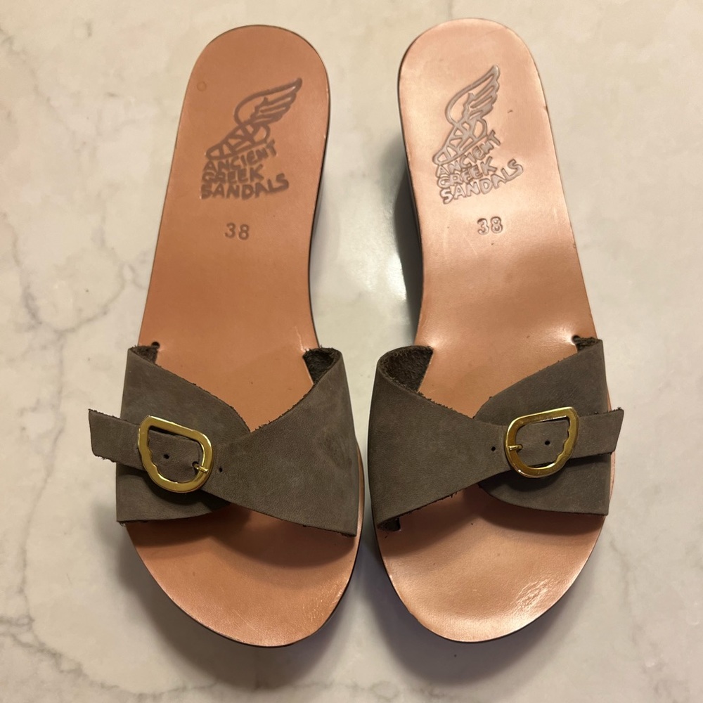 Ancient Greek Sandals. Suede Mules